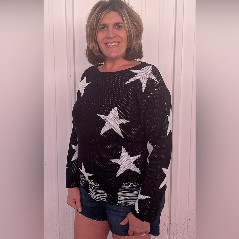 Distressed Star Sweater